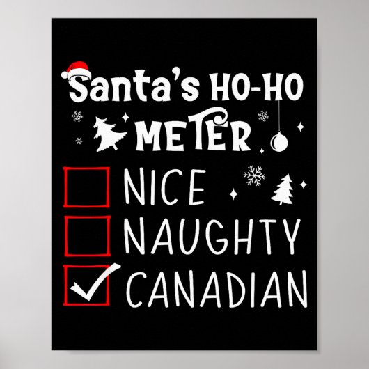 Nice Naughty Canadian Christmas List Santa Claus C Poster (Voorkant)