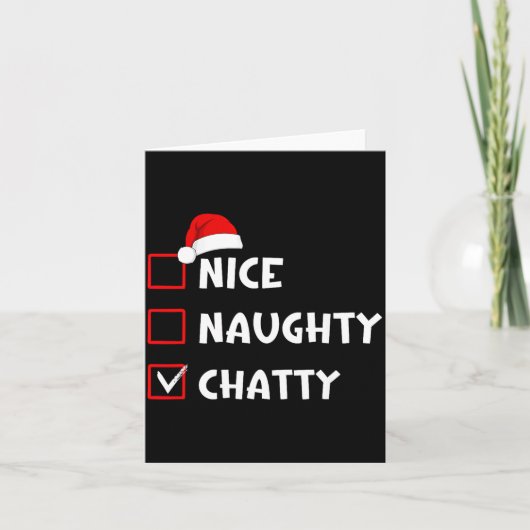 Nice Naughty Chatty Funny Christmas List Kaart (Voorkant)
