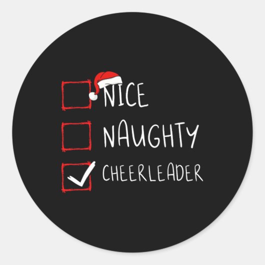 Nice Naughty Cheerleader List kerstkerstkerstkerst Ronde Sticker (Voorkant)