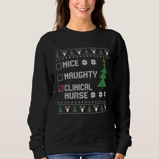 Nice Naughty Clinical Nurse  Ugly Christmas Sweate Trui (Voorkant)