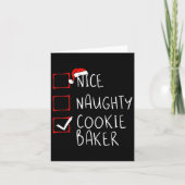 Nice Naughty Cookie Baker Kerstlijstkerstman Santa Kaart (Voorkant)