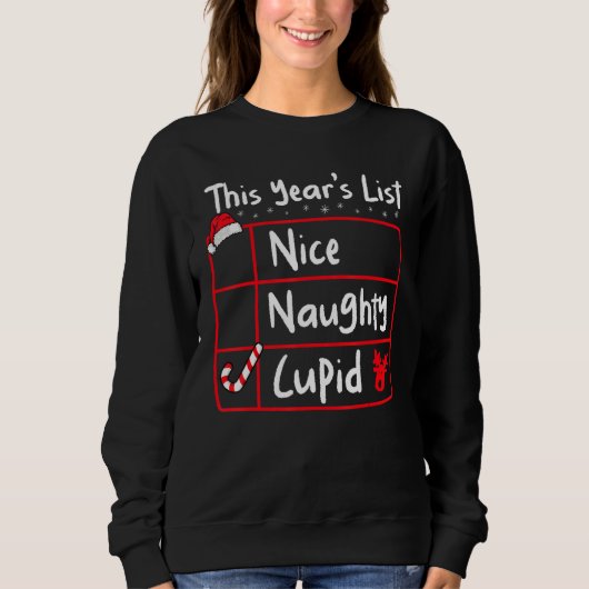 Nice Naughty Cupid   Christmas List Santa's Reinde Trui (Voorkant)