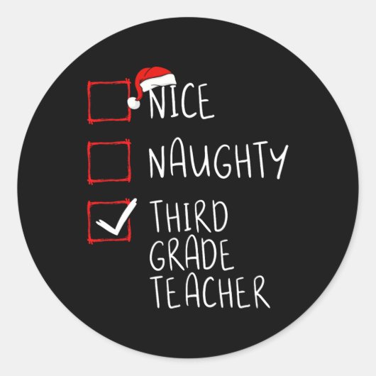 Nice Naughty derde klas kerstlijst Sa Ronde Sticker (Voorkant)