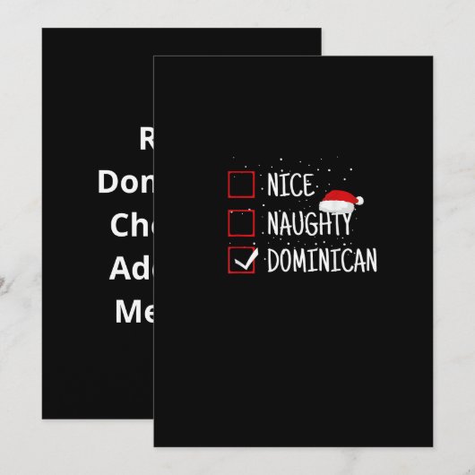 Nice Naughty Dominican Christmas List  Feestdagenkaart (Voorkant / Achterkant)