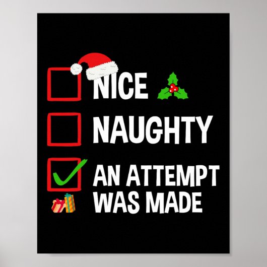 Nice Naughty een poging tot grappige kerst Poster (Voorkant)