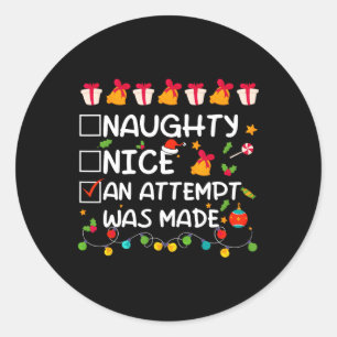 Nice Naughty een poging tot grappige kerst Ronde Sticker