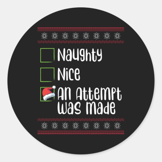 Nice Naughty en kerstavond Ronde Sticker (Voorkant)