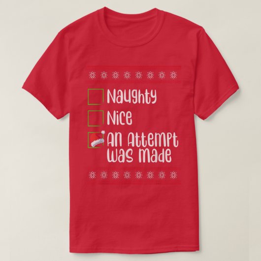 Nice Naughty en kerstavond T-shirt (Design voorkant)