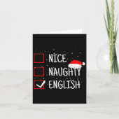 Nice Naughty English Christmas Checklist Funny Eng Kaart (Voorkant)