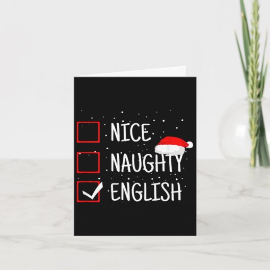 Nice Naughty English Christmas Checklist Funny Eng Kaart (Voorkant)