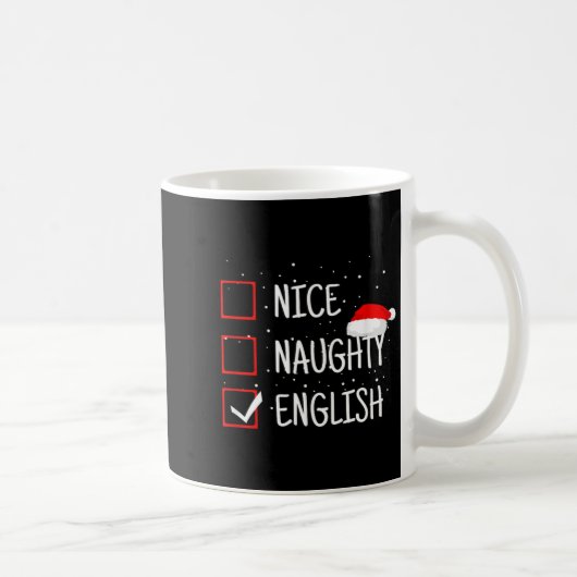 Nice Naughty English Christmas Checklist Funny Eng Koffiemok (Rechts)