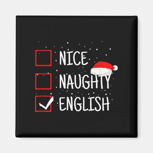 Nice Naughty English Christmas Checklist Funny Eng Magneet (Voorkant)