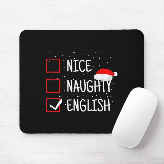 Nice Naughty English Christmas Checklist Funny Eng Muismat (Met muis)