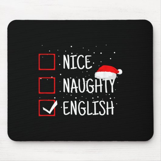 Nice Naughty English Christmas Checklist Funny Eng Muismat (Voorkant)