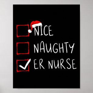 Nice Naughty Er Nurse kerstlijst Santa Claus X Poster