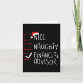 Nice Naughty Financial Advisor Christmas List Sant Kaart (Voorkant)