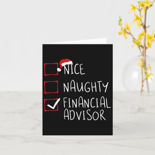 Nice Naughty Financial Advisor Christmas List Sant Kaart (Gele Bloem)