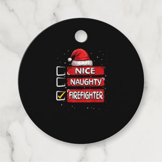 Nice Naughty Firefighter Christmas List Bedankjes Labels (Voorkant)