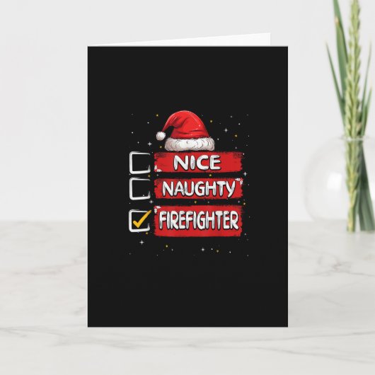 Nice Naughty Firefighter Christmas List Kaart (Voorkant)