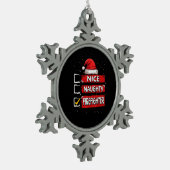 Nice Naughty Firefighter Christmas List  Tin Sneeuwvlok Ornament (Links)