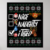 Nice Naughty Funny Christmas Xmas I Tried Graphic  Poster (Voorkant)
