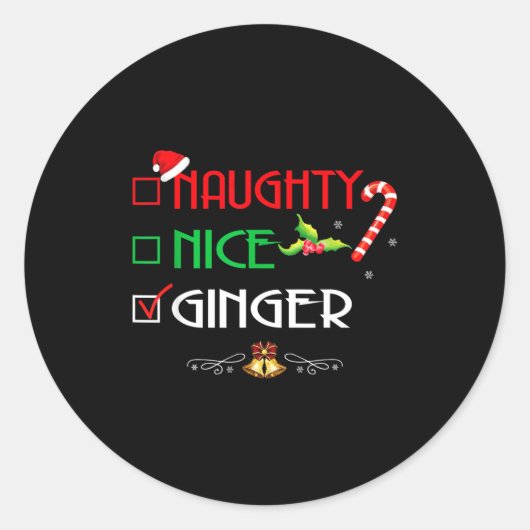 Nice Naughty Ginger Group Matching Christmas  Ronde Sticker (Voorkant)