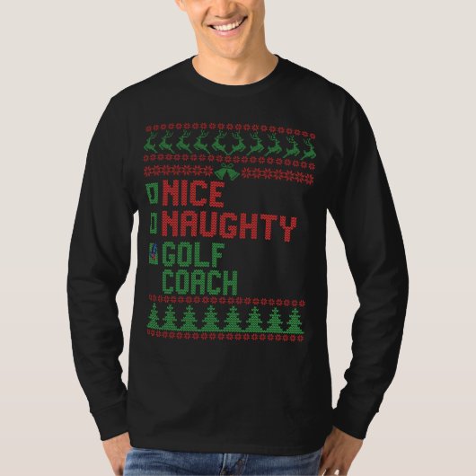 Nice Naughty Golf Coach Funny Kerstmis T-shirt (Voorkant)