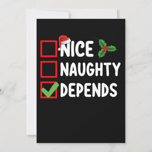 Nice Naughty Hangt Kerstlijstvakantie af Kaart (Voorkant)