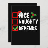 Nice Naughty Hangt Kerstlijstvakantie af Kaart (Voorkant / Achterkant)
