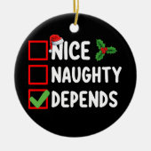 Nice Naughty Hangt Kerstlijstvakantie af Keramisch Ornament (Voorkant)
