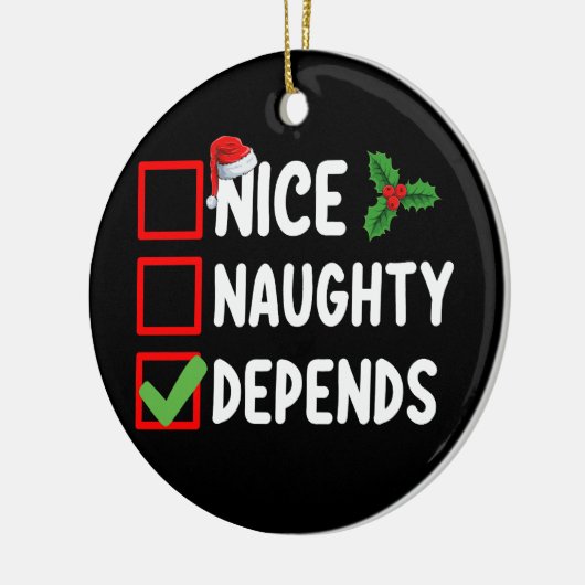 Nice Naughty Hangt Kerstlijstvakantie af Keramisch Ornament (Links)