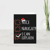 Nice Naughty I Can Explain Christmas List Santa Cl Kaart (Voorkant)