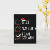 Nice Naughty I Can Explain Christmas List Santa Cl Kaart (Gele Bloem)