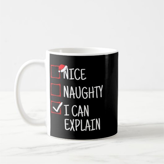 Nice Naughty I Can Explain Funny Christmas Koffiemok (Links)
