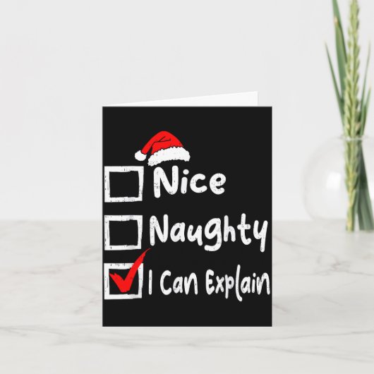 Nice Naughty I Can Explain Funny Christmas List Fa Kaart (Voorkant)