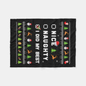 Nice Naughty I Did My Best Ugly Sweater Santa Chri Fleece Deken (Voorkant (Horizontaal))
