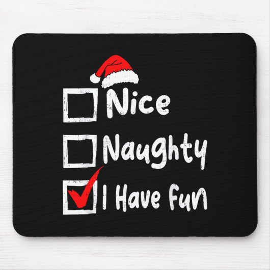 Nice Naughty I Have Fun Funny Christmas List Famil Muismat (Voorkant)