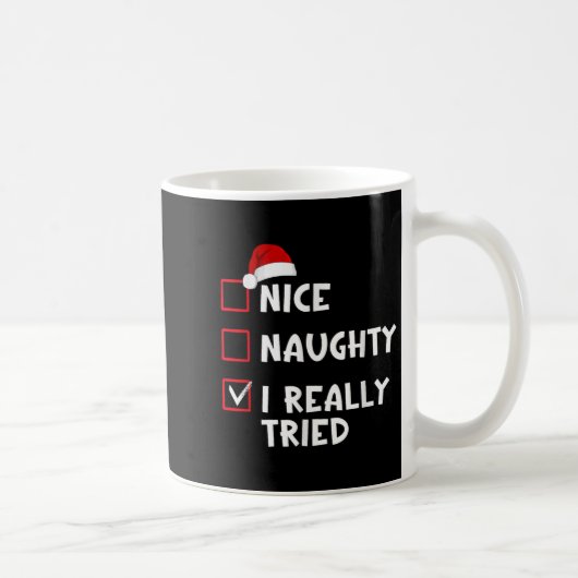 Nice Naughty I Really Tried List Christmas Santa C Koffiemok (Rechts)