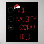 Nice Naughty I Swear I Tried, Christmas Funny Chec Poster (Voorkant)