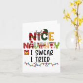 Nice Naughty I Swear I Tried Christmas List Family Kaart (Gele Bloem)