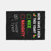 Nice Naughty I Swear I Tried Christmas List Funny  Fleece Deken (Voorkant (Horizontaal))