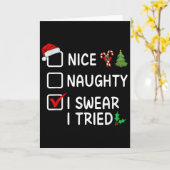 Nice Naughty I Swear I Tried Christmas List Santa Kaart (Gele Bloem)
