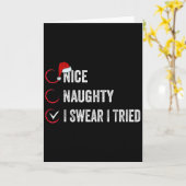 Nice Naughty I Swear I Tried Christmas List Xmas S Kaart (Gele Bloem)