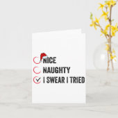 Nice Naughty I Swear I Tried Christmas List Xmas S Kaart (Gele Bloem)