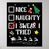 Nice Naughty I Swear I Tried Cute Christmas Tree S Poster (Voorkant)