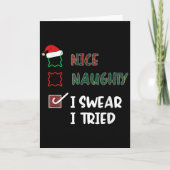 Nice Naughty I Swear I Tried Fanny Christmas List Kaart (Voorkant)