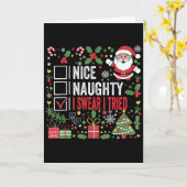 Nice Naughty I Swear I Tried Funny Christmas Santa Kaart (Gele Bloem)