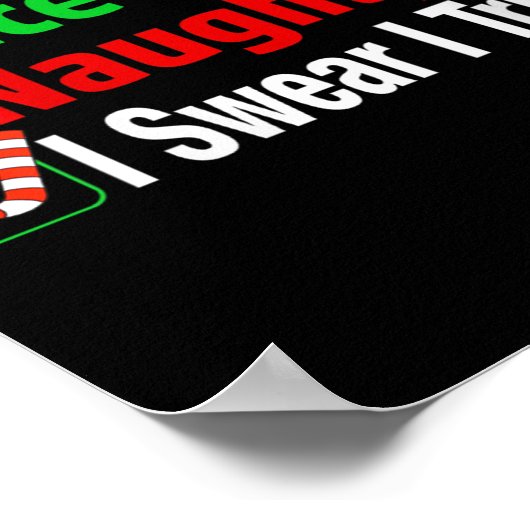 Nice Naughty I Swear I Tried Funny Christmas V-nec Poster (Hoek)