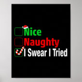 Nice Naughty I Swear I Tried Funny Christmas V-nec Poster (Voorkant)