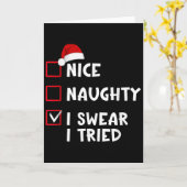 Nice Naughty I Swear I Tried List Christmas Santa Kaart (Gele Bloem)
